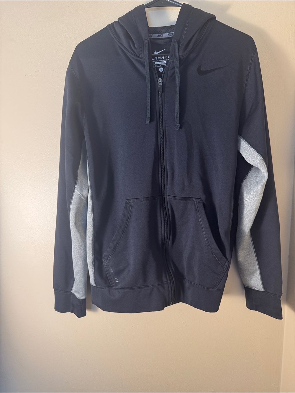 Nike Black Hoodie Jacket with Gray Side Panels